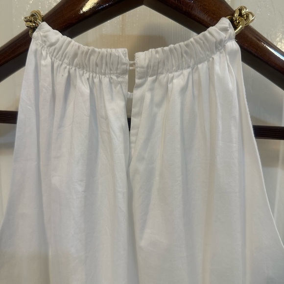 MICHAEL Michael Kors Chain Halter Optic White Cotton Tier Lawn Midi Dress SZ XS - Picture 9 of 17